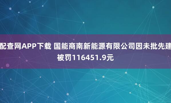 配查网APP下载 国能商南新能源有限公司因未批先建被罚116451.9元
