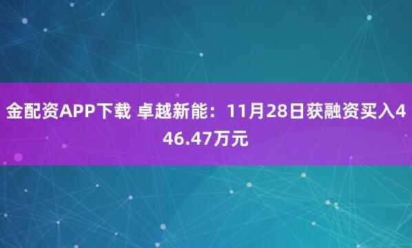 金配资APP下载 卓越新能:11月28日获融资买入446.47万元