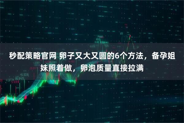 秒配策略官网 卵子又大又圆的6个方法，备孕姐妹照着做，卵泡质量直接拉满